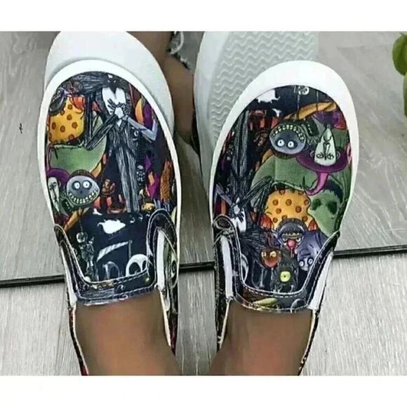 Nightmare Before christmas lowtop canvas shoes sz 9 - Picture 1 of 4